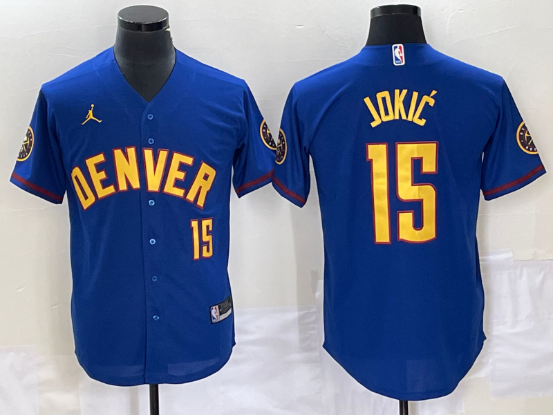 Nike 2023 Men Denver Nuggets 15 Nikola Jokic Blue NBA Jersey